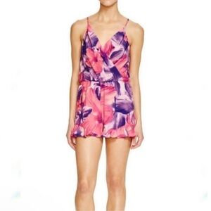 Amanda Uprichard Floral Silk Romper Crossfront Flowy